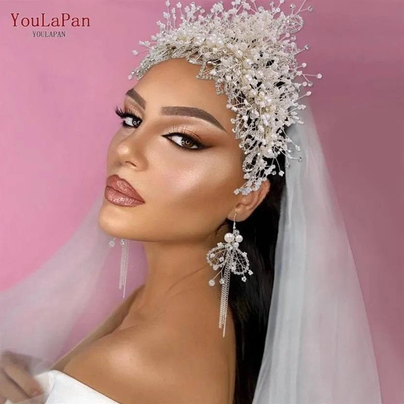 Hair Clips & Barrettes YouLaPan HP245 Pearl Bride Headpieces For Wedding Handmade Beads Band Crystal Headdress Rhinestone Jewelry 207O