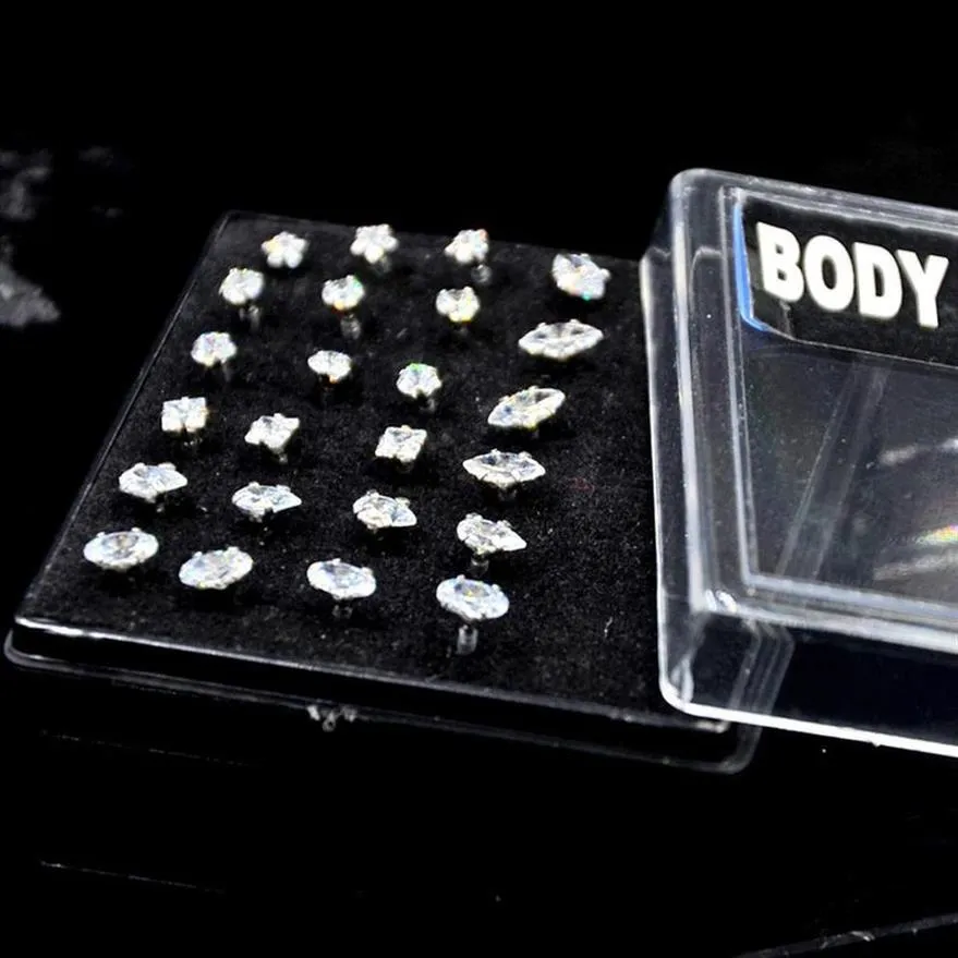sztandarowa ławka Bog-24pcs pudełko mieszane 7 wzorów bioplast elastyczna labret stadnina ringu oko elipsy uszy ucho do uszu 271J