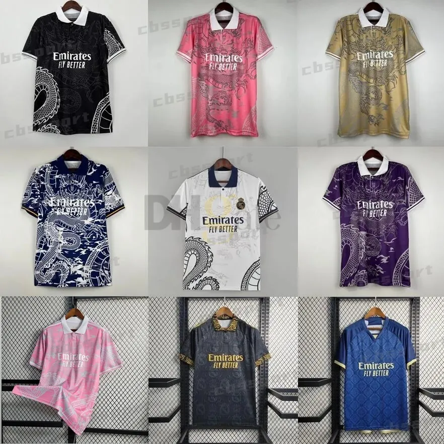 Dragão chinês Camisa de futebol rosa Tailândia Bellingham Vini Jr Jerseys de futebol Tchouameni Hot Sale 2023/2024 Real Madrids Camavinga Alaba Rodrygo Men Kit uniforme