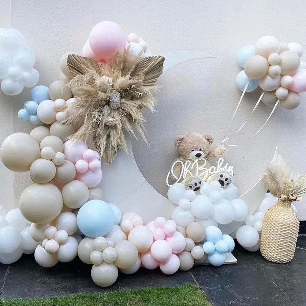 Christmas Decorations 109Pcs White Sand Pink Balloons Arch Kit Shower Balloon Garland Decor Gender Reveal Kid Birthday Party Decoration 231026