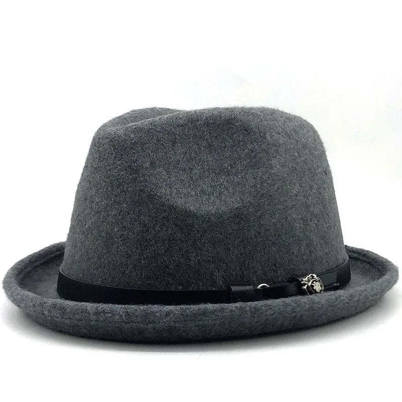 Brede Rand Hoeden Emmer Eenvoudige Heren Vilt Fedora Hoed voor Gentleman Winter Herfst Kerk Oprollen Homburg Vader Jazz 231027