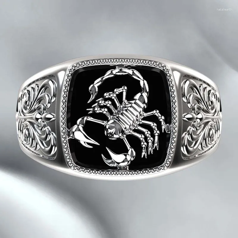 Cluster Rings 925 Silver Vintage Style Embossed Men's Ring Scorpion Memorial Day Punk Jewelry