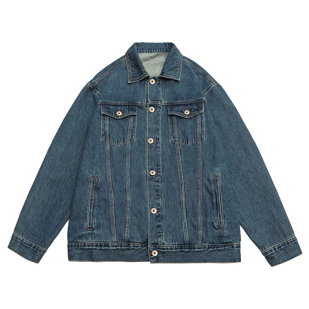 Осенняя новая мужская джинсовая куртка, свободные повседневные японские уличные трендовые пальто, черная, синяя модная уличная одежда, большой размер M XL