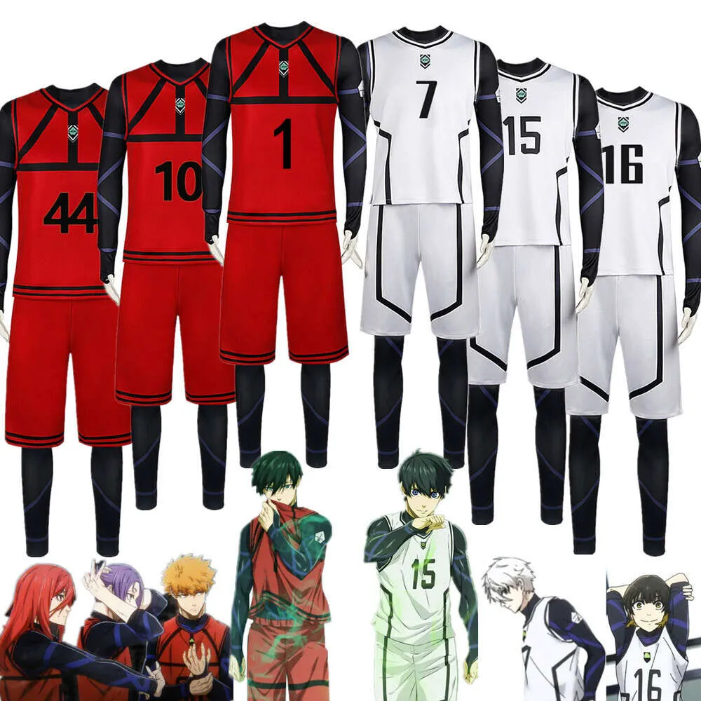 アニメブルーロックNagi Seishiro Bachira Meguru Cosplay Costumi Isagi Hyoma Chigiri Reo Mikage Football Jersey Sportswear