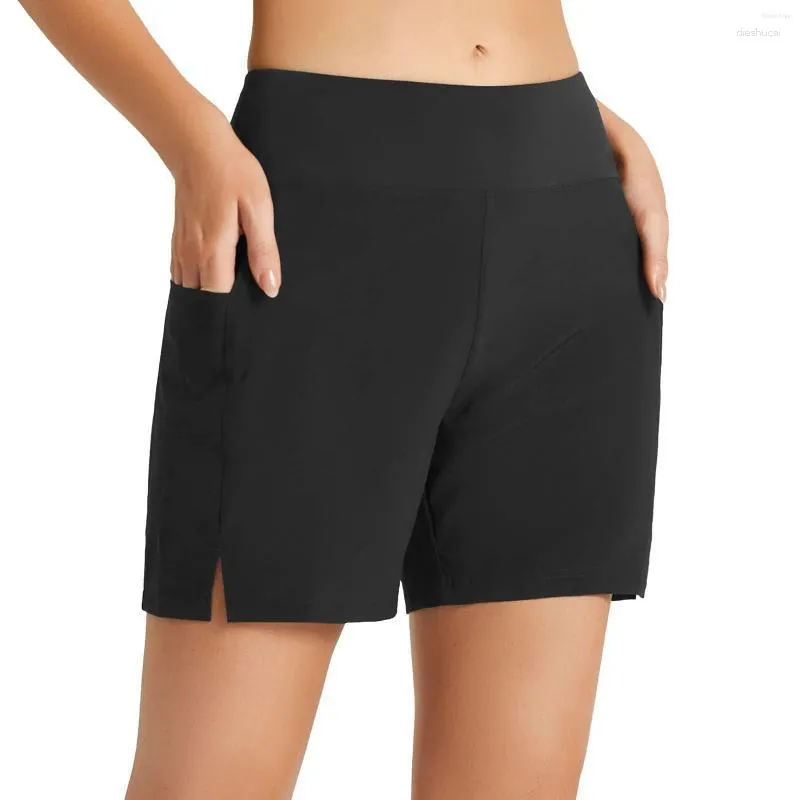 Actieve shorts Dames Hardlopen Bikinibroekjes met hoge taille Zwemslips Strand Pure Color Beachwear Bottom Tankini Badmode #T2G