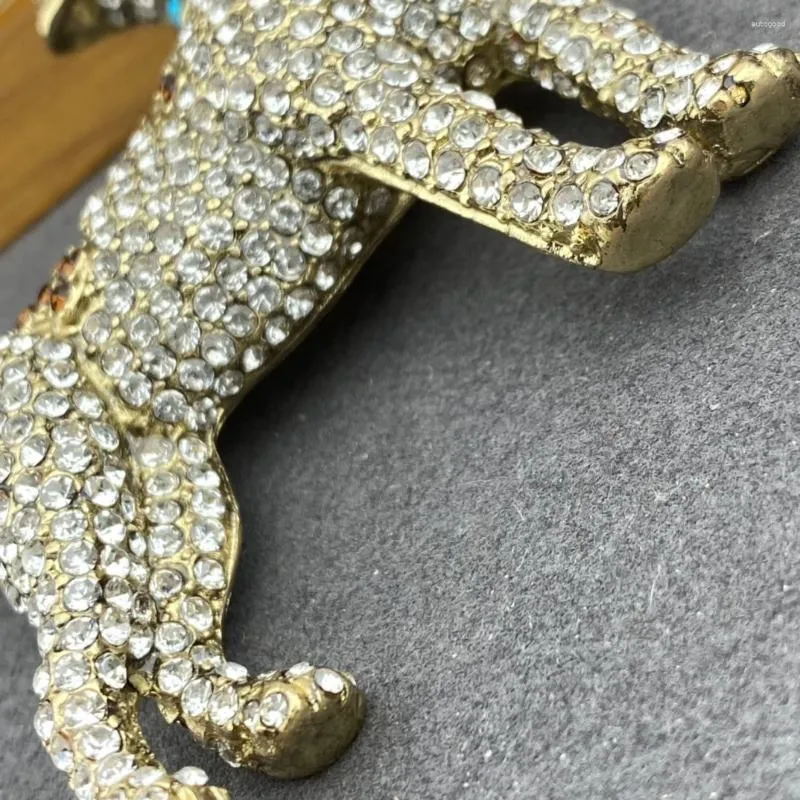 Broche Vintage Jacky De G Paris - Motif Chien Avec Strass - Bijou Ancien - Occasion