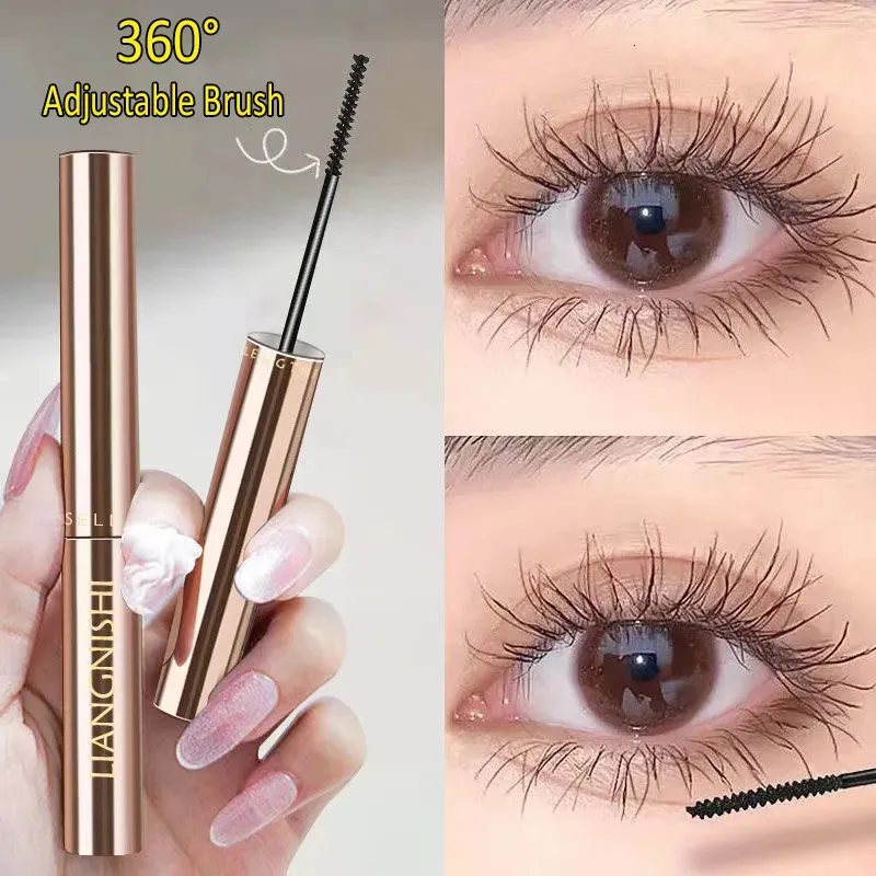 Mascara 4D Silk Fiber 25mm Ultrafin Längs ögonfransar Små borsthuvud Curling Vattentät snabb torr brun 231027