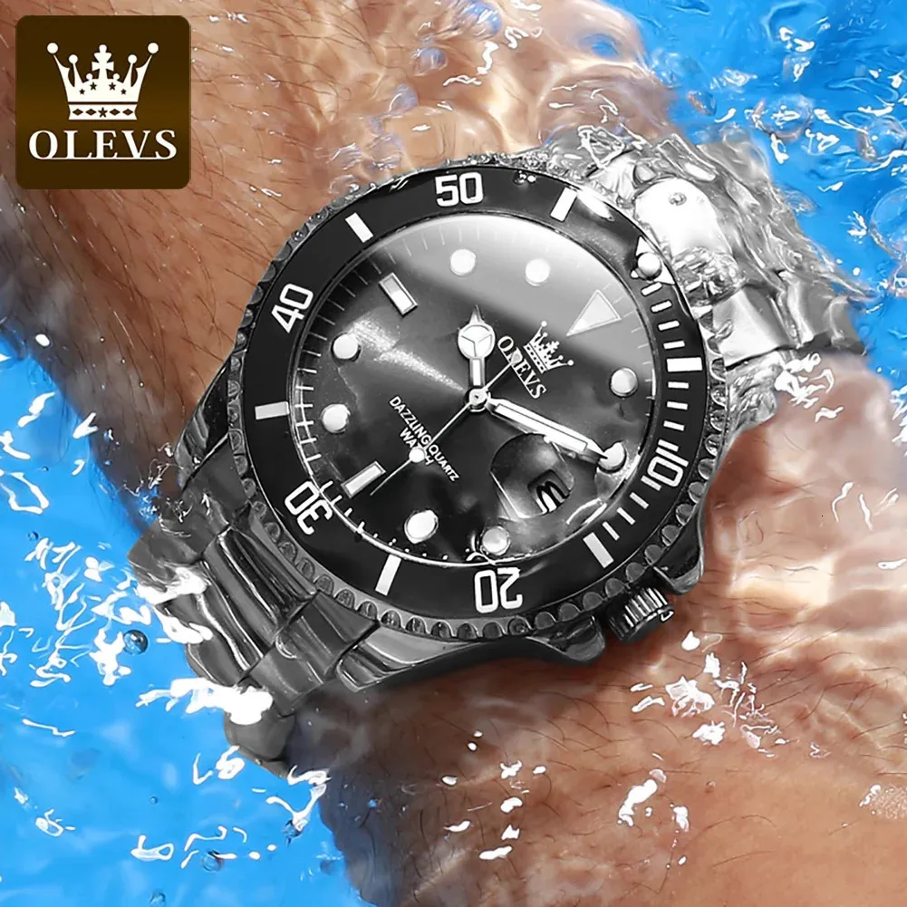 Relógios de pulso Olevs Luxo Moda Relógio para Homens Negócios À Prova D 'Água Grande Dial Relógios Originais Esportes Mens Quartz Montre Homme 231027