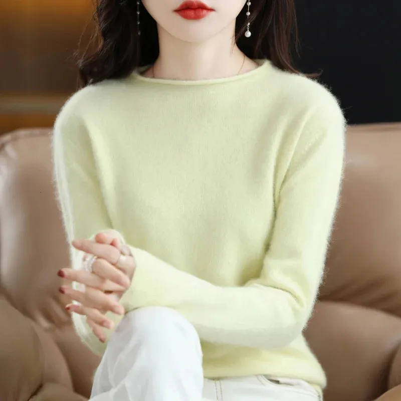 Kadın Sweaters Sonbahar ve Kış Sweater 100 Mink Cashmere On Pullover On Pullover Sıradan Örgü Kore Gevşek Moda Top 231026