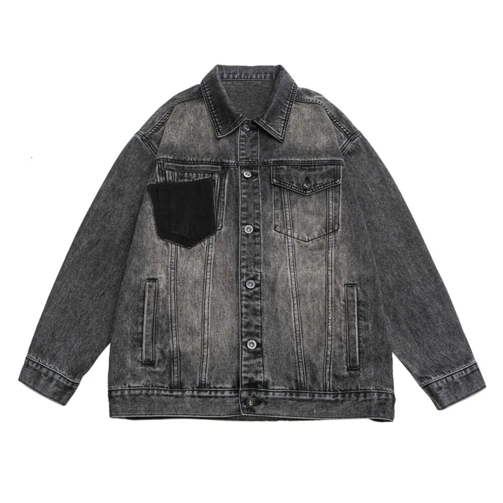 Patchwork Denim Veste Hommes S Surdimensionné Baggy Streetwear Vintage Lavé Haruku Japonais Manteau Automne Vêtements Mode M XL