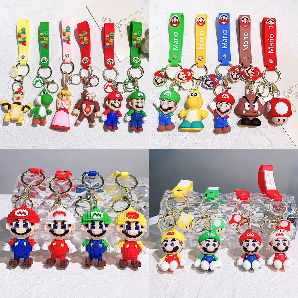 Cute Mushroom Keychain Set - Cartoon Super Mario Style, Kawaii Bag ...