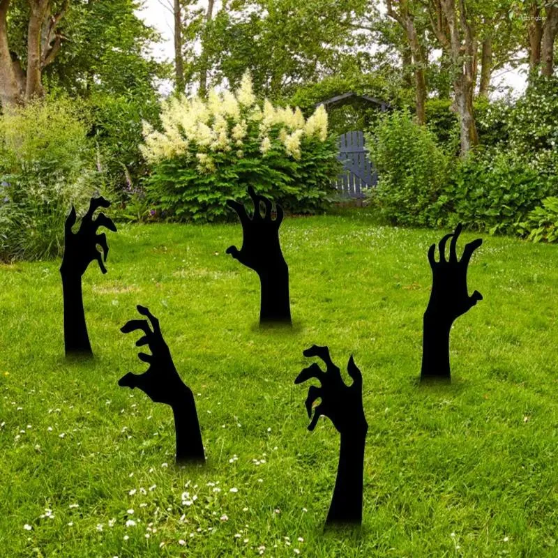 Garden Decorations 5Pcs Lawn Stakes Plastic Ghost Hand Shaped Stake Halloween Black Hands Yard Signs