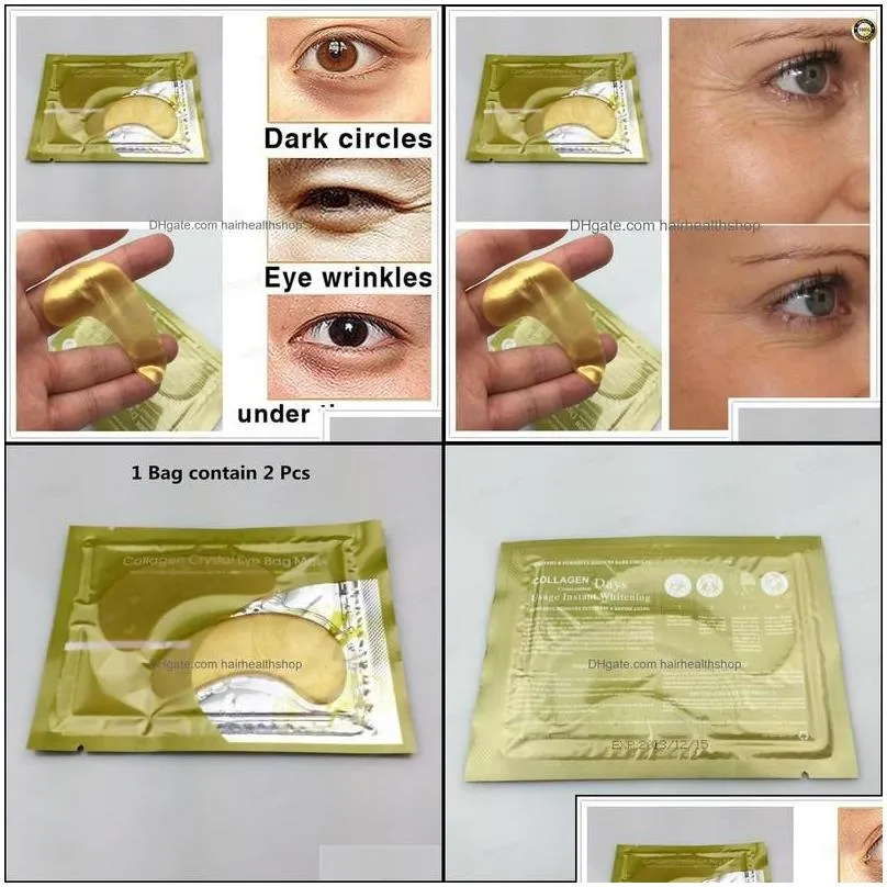 Sleep Masks Vision Care Health Beauty 2Pcs Is 1Pack Gold Crystal Collagen Eye Mask Sale Eyees Under Eeye Dark Circle Dhmyf