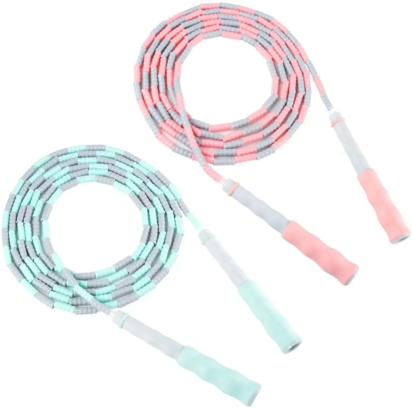 Jump Ropes Soft Pärled Rope Nonslip Handle Justerbar TangleFree Segmenterad Fitness Hoppning Håller Fit Training Spela Y231027