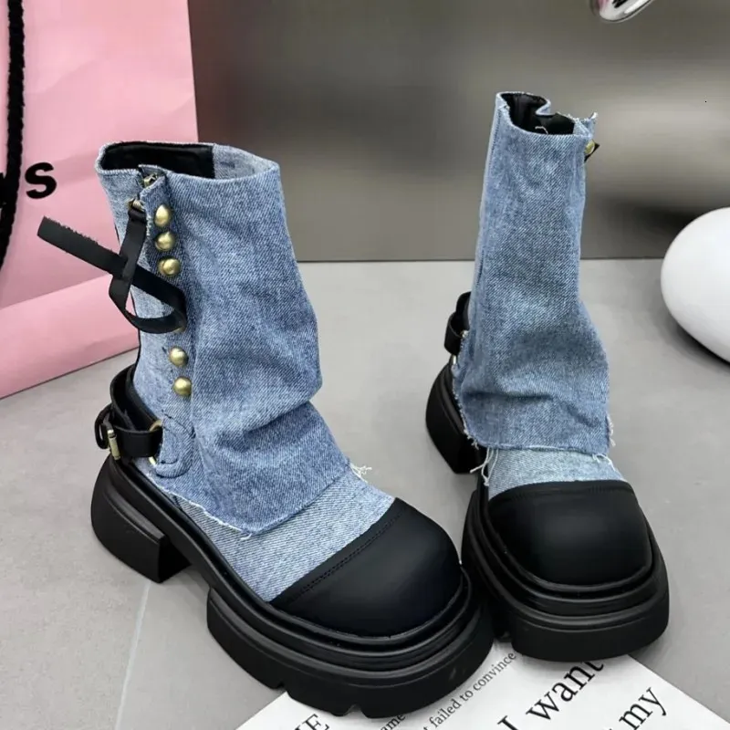 Boots Winter Flats Ankle Women Cowboy Chelsea Fad 2023 Chunky Motorcycle Botas Platform Gladiator Goth Shoes Zapatos 231026