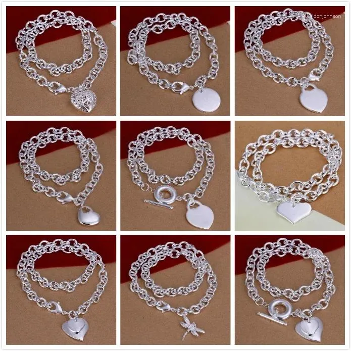 Catene Marche Donna Argento sterling 925 Classico Cuore Libellula Collane con pendente Gioielli da sposa per feste Regali per le vacanze di moda