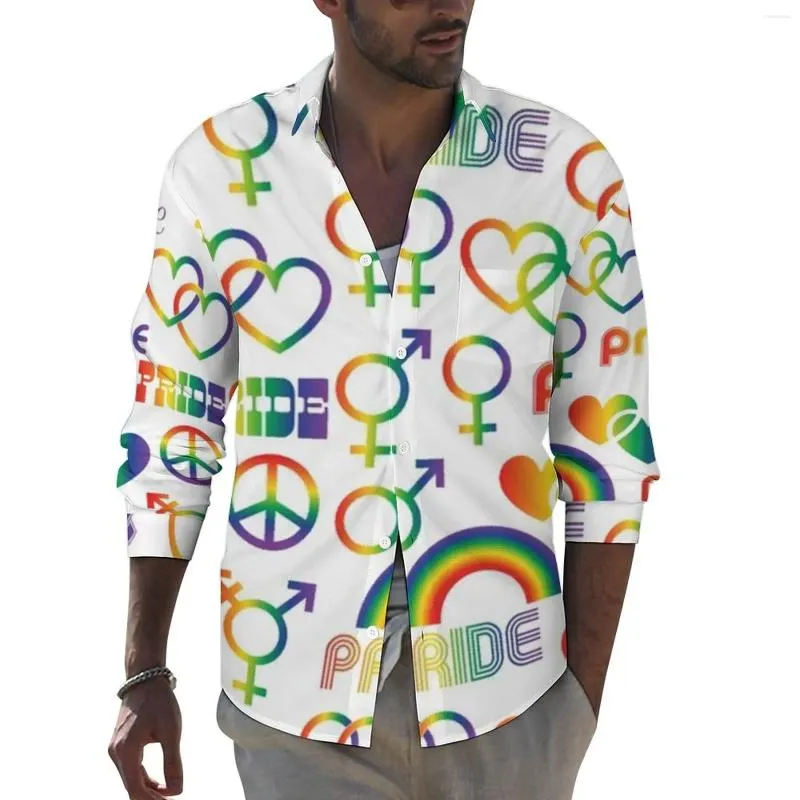 Casual overhemden voor heren Gay Pride Shirt Man LGBT Love Herfst Y2K Grafische blouses Lange mouw Nieuwigheid Oversize Top Verjaardagscadeau