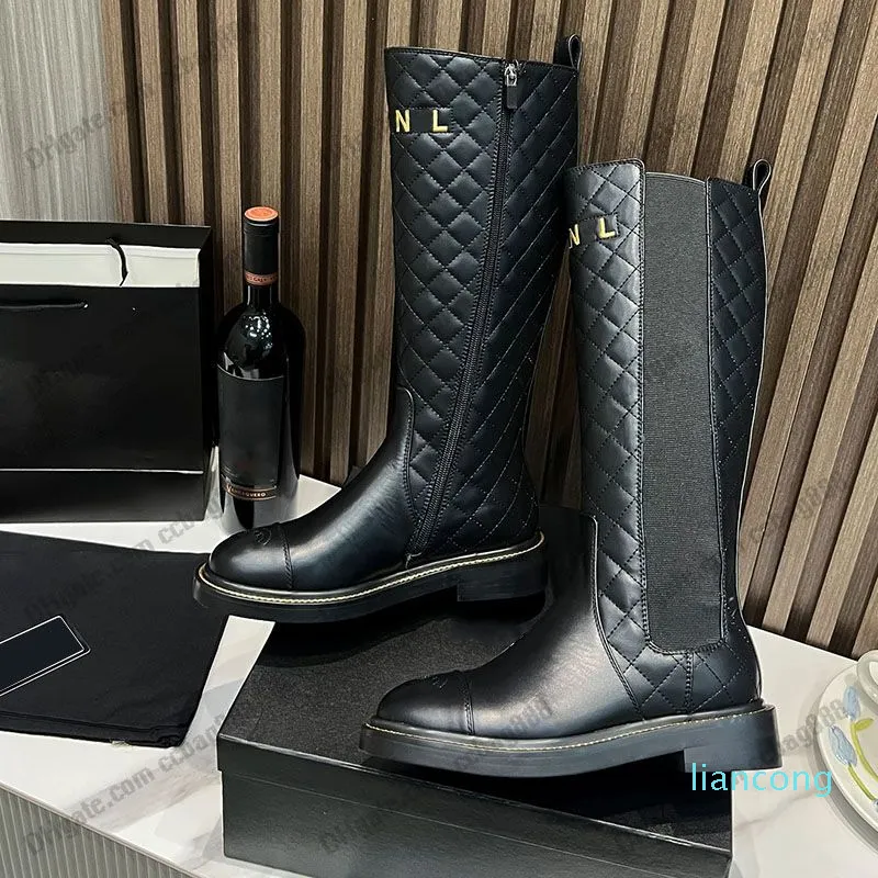 Botas femininas até o joelho com zíper stretch Knight Rainboots Western Motorcycle Boot