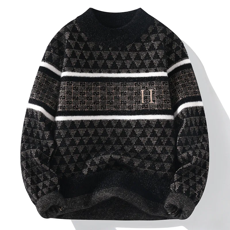 Winter wool knitwear mens sweater designer sweaters men women pullover coat letter hoodie long sleeved knit shirt Triangular geometry design Asian size M-3XL