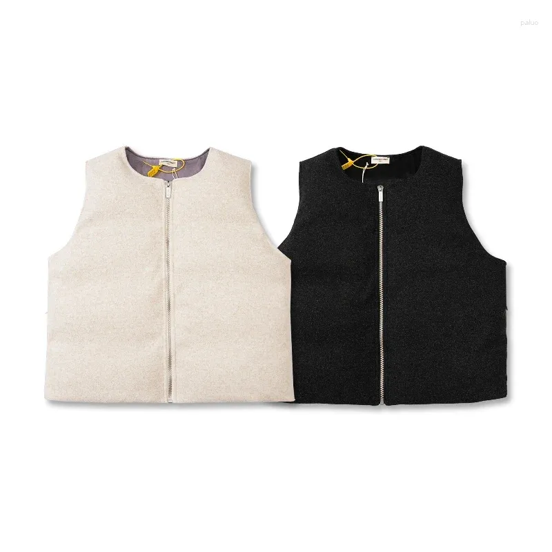 Men's Vests Arnodefrance Vest 1:1 High Quality Wool Cloth Zip Bread Jacket Women's White Black Sleeveless Cardigan