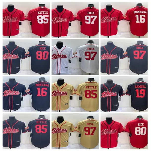 Jersey San Francisco49ersmen Jerry Rice Joe Montana Nick Bosa George Kittle Deebo Samuel Black Red White Cool Base zszyta baseballowa koszulka piłkarska