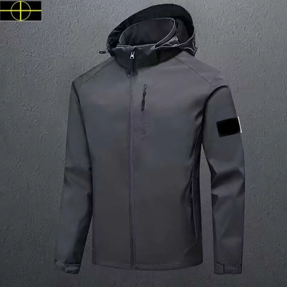 Stone is land chaqueta island abrigo de talla grande Primavera y otoño Cuello alto con capucha para hombre Sólido Casual a prueba de viento Chaquetas cp al aire libre Abrigo Nueva camisa caliente Grande S-4XL a72