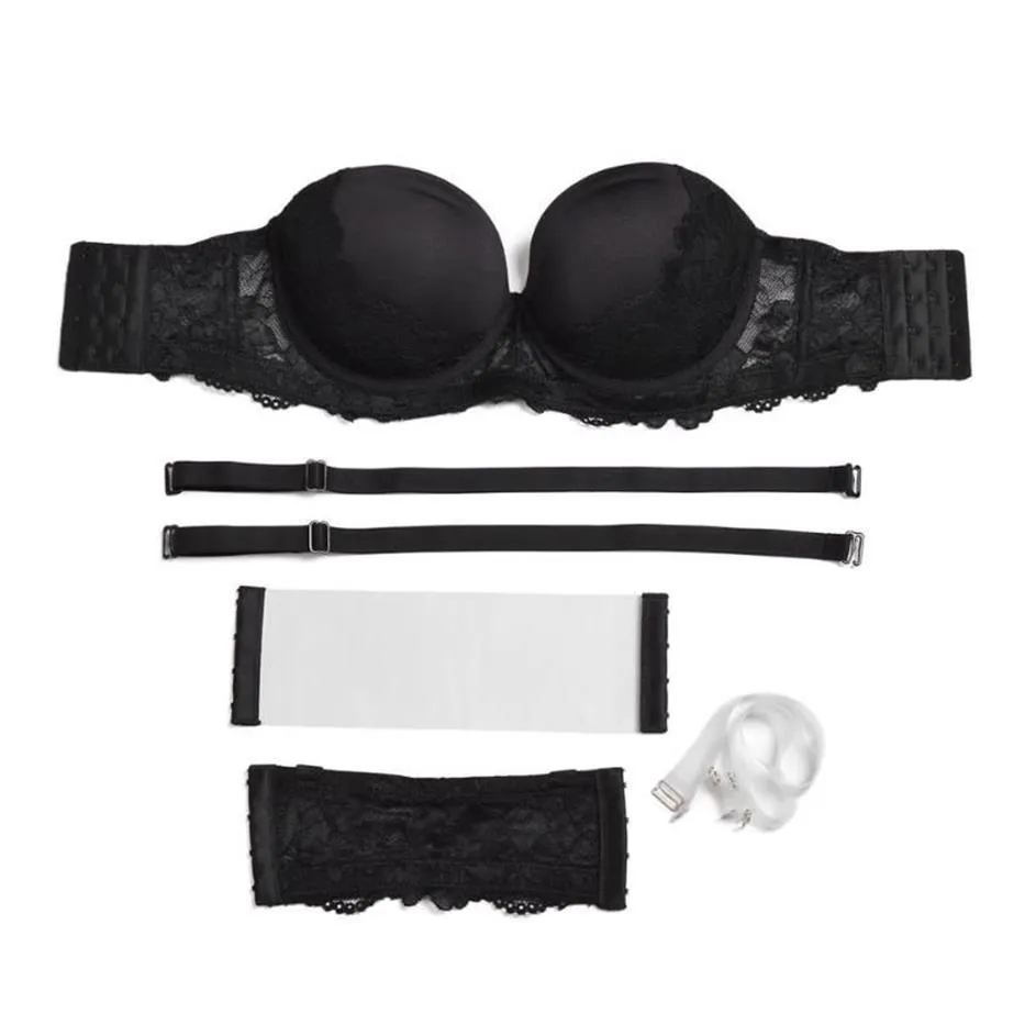 Soutien-gorge à bretelles invisibles pour femmes, soutien-gorge sexy, licou, plongeant, sans bretelles, bonnet push-up, à armatures, rembourré en dentelle, lingerie 212v