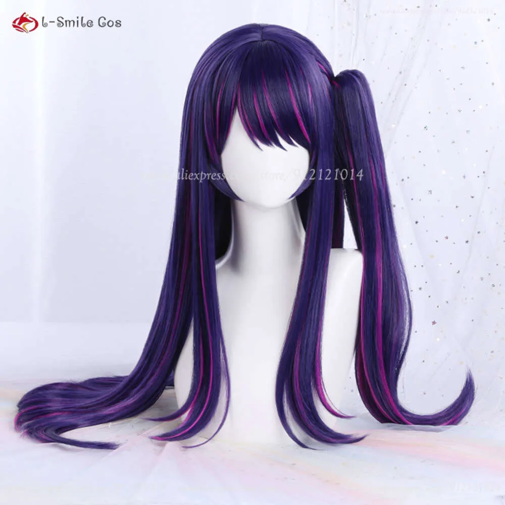 Kostiumy Catsuit Wysoka jakość Hoshino Ai Anime OSHI No Ko Cosplay Purple podkreślające różowe perukę na nakrycia głowy odporne na włosy imprezę włosów