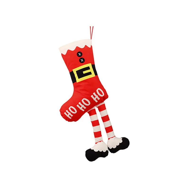 Christmas Gift Stocking Brushed Cloth Hanging Stockings with Long Legs Xmas Tree Fireplace New Year Home Decoration