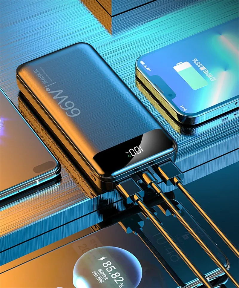Banco de energía de carga superrápida, cargador de batería externo portátil  para Huawei P50, Samsung, iPhone y Xiaomi, 30000mAh, 66W