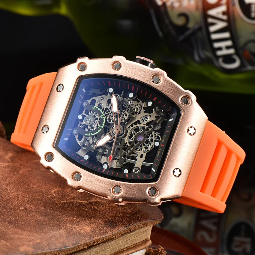 Mode chronograaf horloges voor heren Mode militaire sport siliconen band polshorloge met automatische datum waterdicht quartz horloge