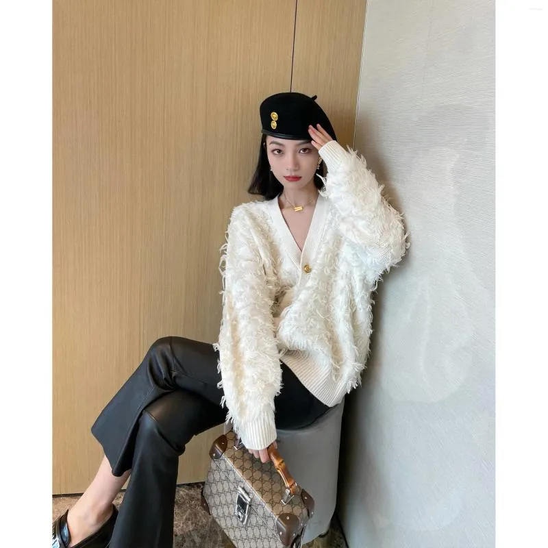 Women's Sweaters Xiaojing Same Style French Small Fragrant Fringe Feather Soft Glutinous Knitted Cardigan Sweater Coat