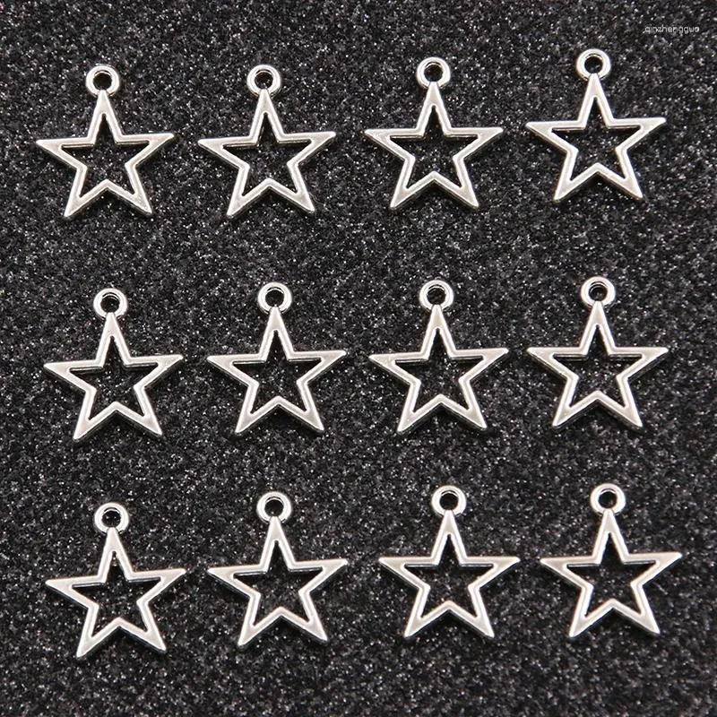 Breloques 50 pièces 14 16mm image couleur étoile creuse géométrie pendentif en alliage métallique collier à faire soi-même bracelet boucles d'oreilles marquage