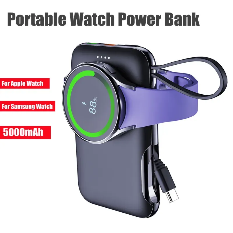 2 in 1 Tragbare Uhr Power Bank Für Apple Galaxy Uhr Ladegerät Handy Externe Batterie Mini Powerbank Hilfs Batterie