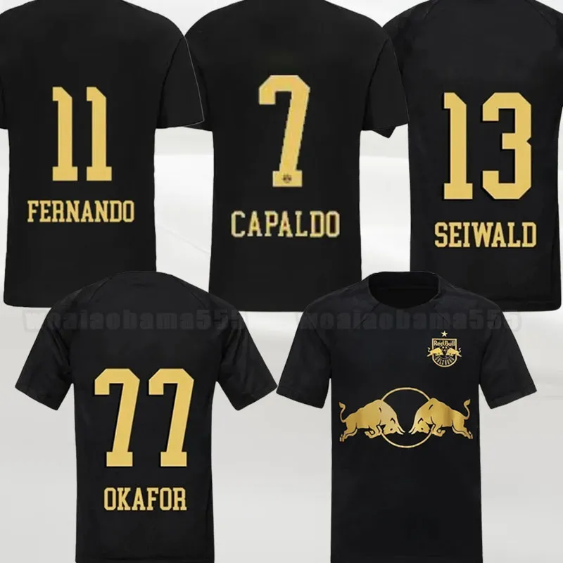 23 24 Maillots de football de Salzbourg FERNANDO PAVLOVIC OKAFOR DEDIC SOLET ADAMU KJAERGAARD CAPALDO 2023 2024 Champion Memorial Edition Maillot de football