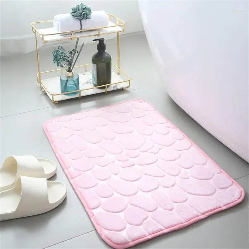 Bath Mats Coral Fleece Carpet Super Absorbent Shower Room Doormat Square Cobblestone Floor Mat Bathroom Accessories Bathtub Rug