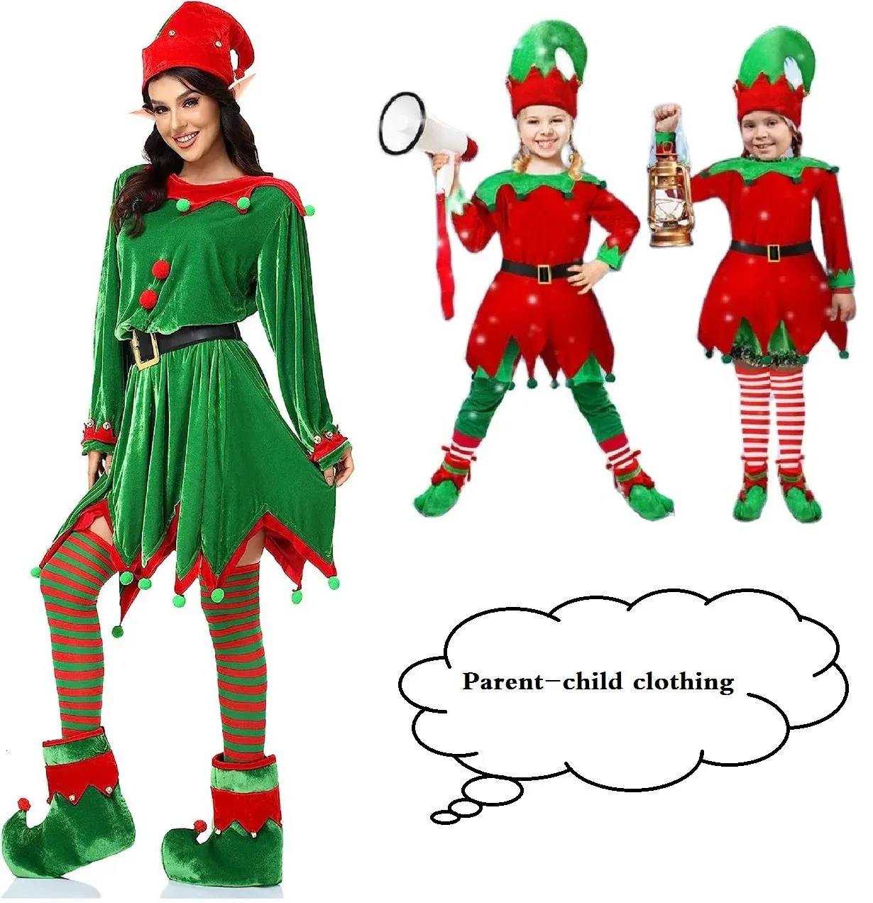Weihnachtself Kostüm-Set Für Kinder – Grünes Elfengewand Für Partys & Karneval