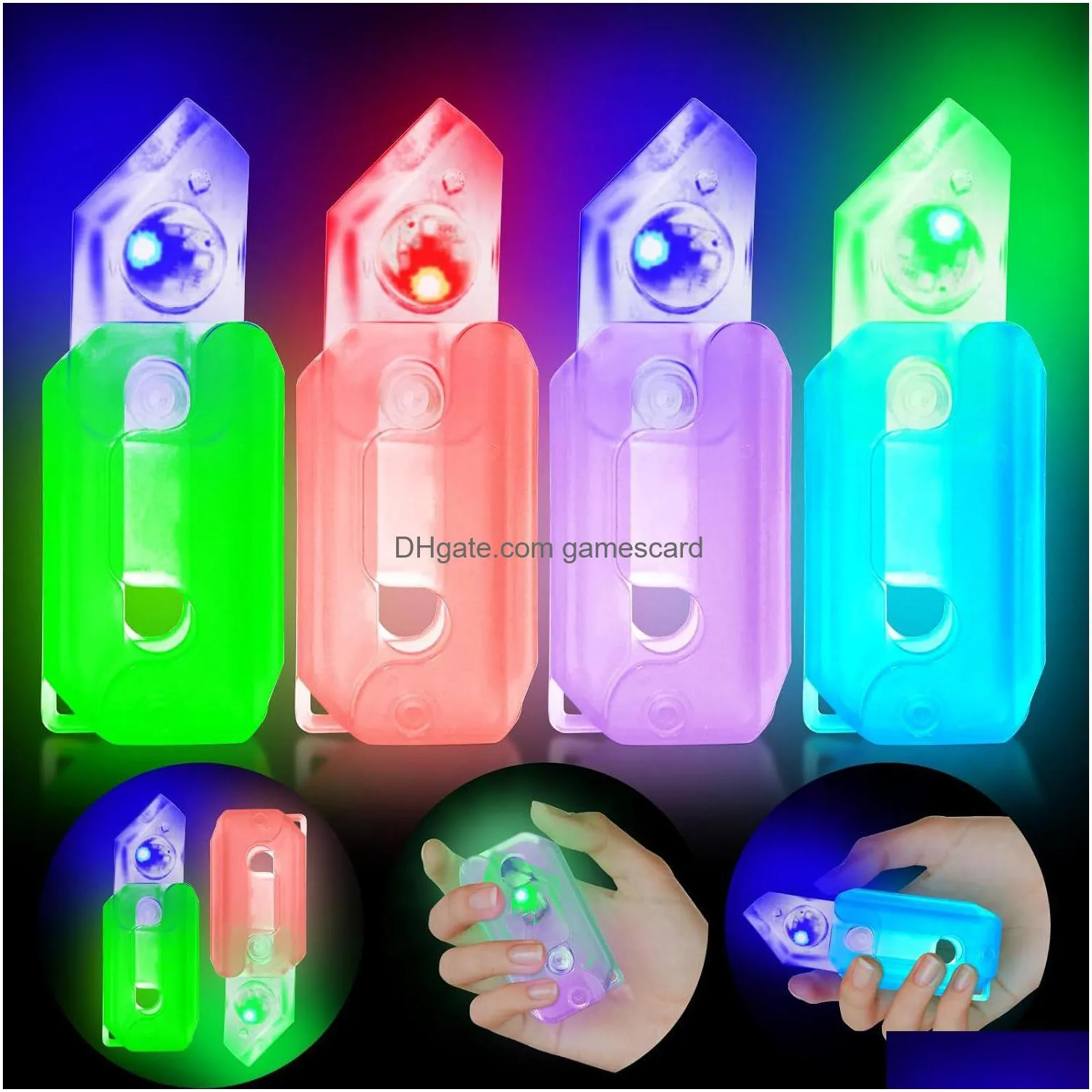 Novelty Games Led Light Up 3D Printed Toy Knife Glow In The Dark Luminous Plastic Turnip Toys Sensory Carrot Decompression Push Card R Dhvlu