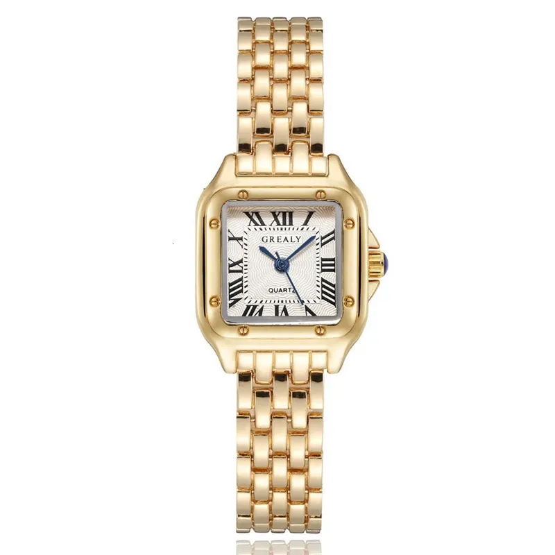 Montres pour femmes mode femmes carré bracelet en alliage d'or de luxe dames montre-bracelet à Quartz qualités femme échelle romaine horloge 231027