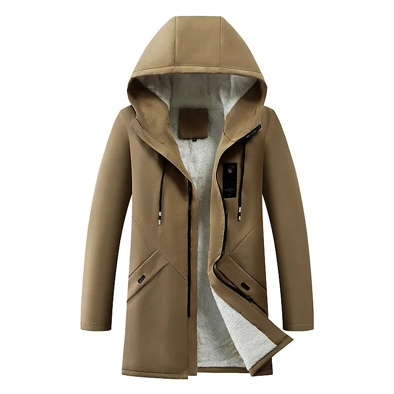 Homens mistura outono e inverno estilo coreano homens cardigan comprimento médio trench coat com capuz jaqueta sólida casual blusão masculino 8929 231026