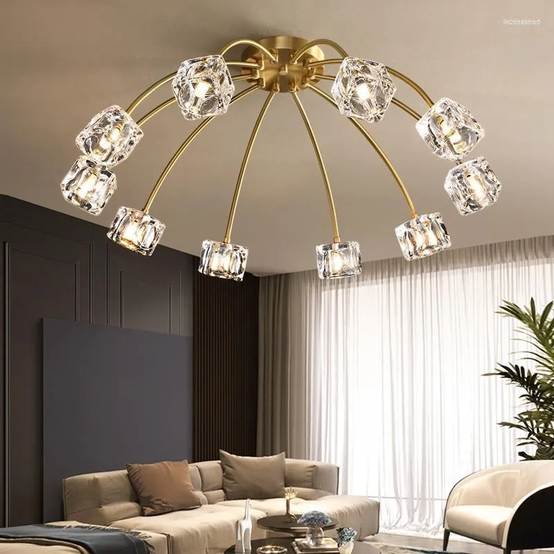 Plafonniers minimaliste LED cristal déco lampe en cuivre pour chambre étude chambre d'enfants salon moderne Lampara Techo