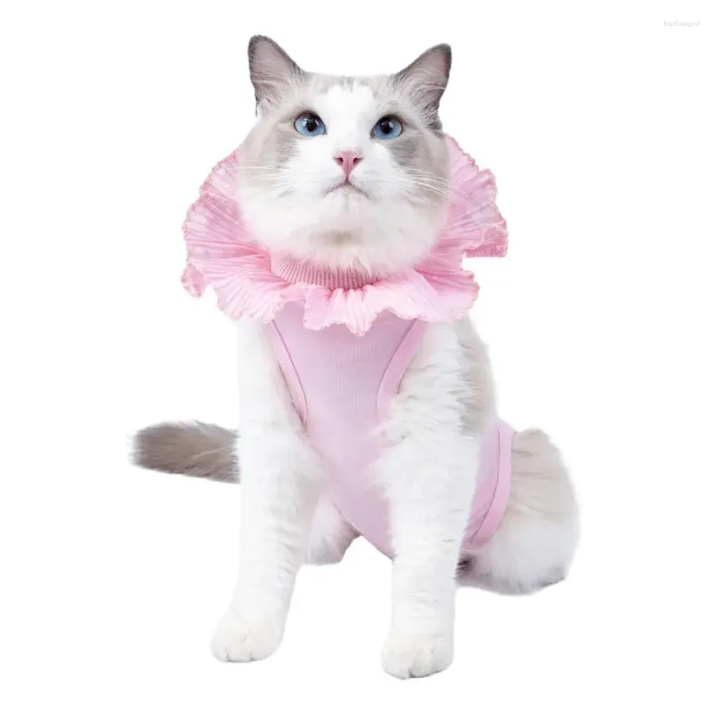 猫の衣装耐久性のあるペットリカバリスーツ通気性レースネックラインアンチリック滅菌用品