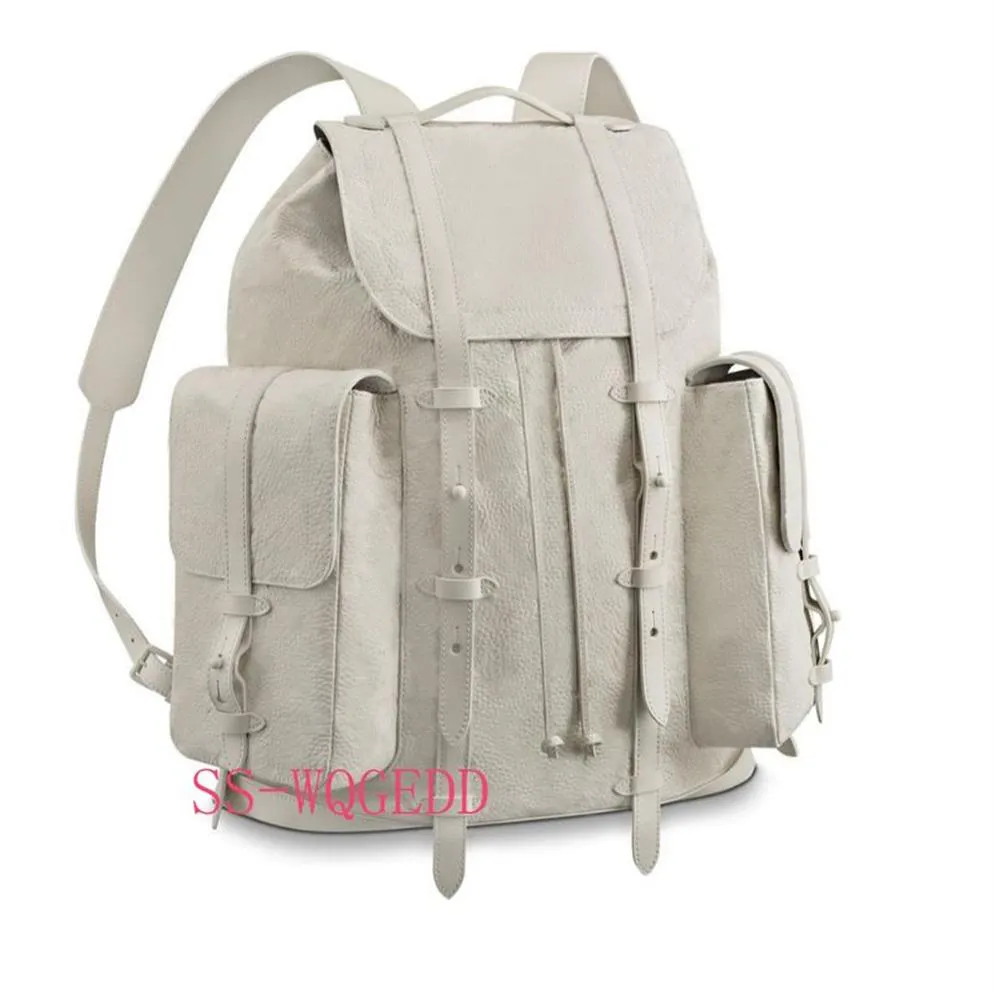 Novo top designer mochila m53286 único transparente livro de couro branco mochila única bolsa jean esporte mochila escalada b260x