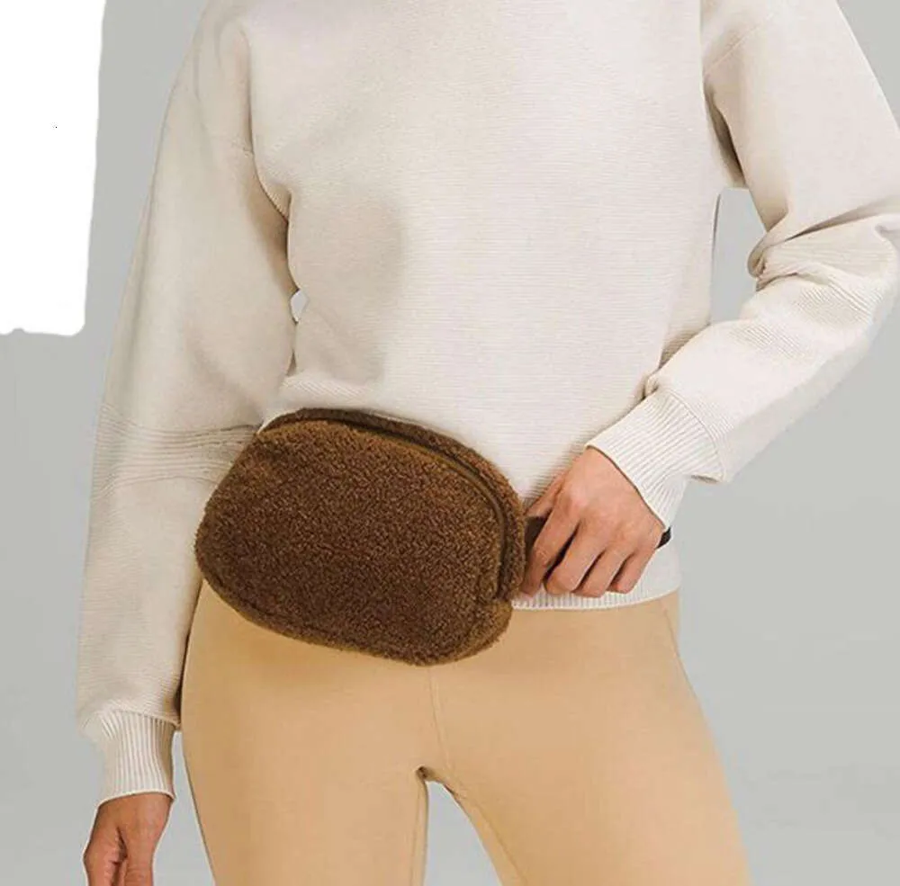 Bolsa de yoga de lana lu en todas partes, cinturón de lana, bolsas para deportes al aire libre, mujeres, hombres, invierno, cintura de felpa, deporte para mujeres, gimnasio, bolso elástico ajustable