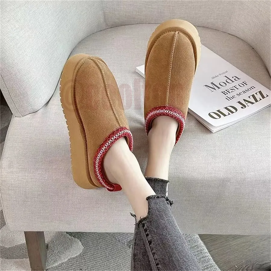 Tazz Tasman Dermis Pelz Fleece Kinder Schaffell Schnee UGS Stiefel Frauen Australien Hausschuhe Winter Wildleder Knöchel Uggsly Stiefel Leder warm Slip-on Anti-Rutsch Kastanienbraun