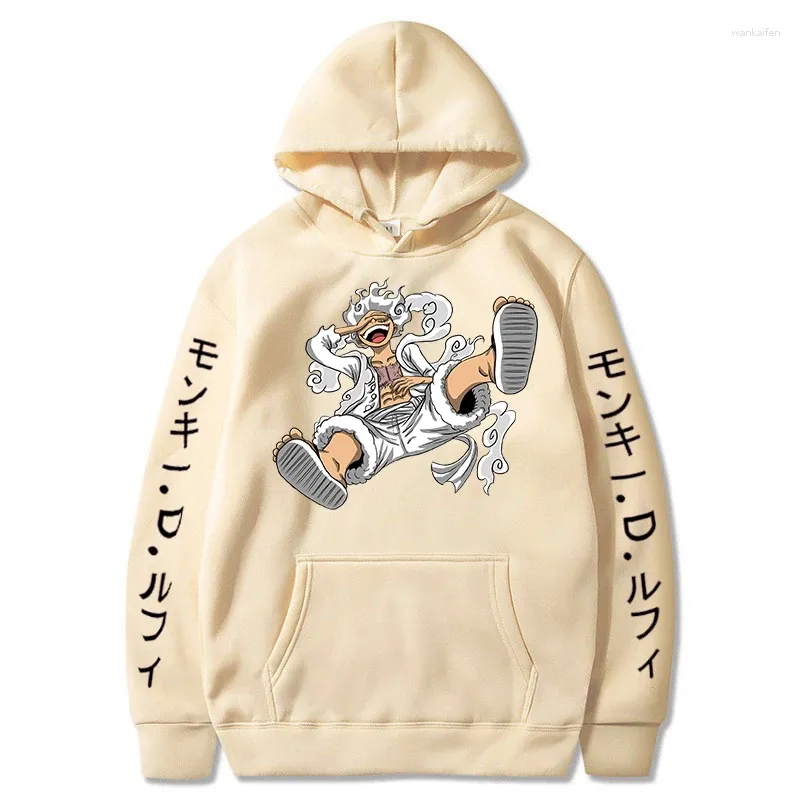 Sweat à capuche pour homme, vêtement de dessin animé Gear Fifth Luffy imprimé Sun God Graphic années 90, pull décontracté, Streetwear unisexe, vêtements d'automne et d'hiver