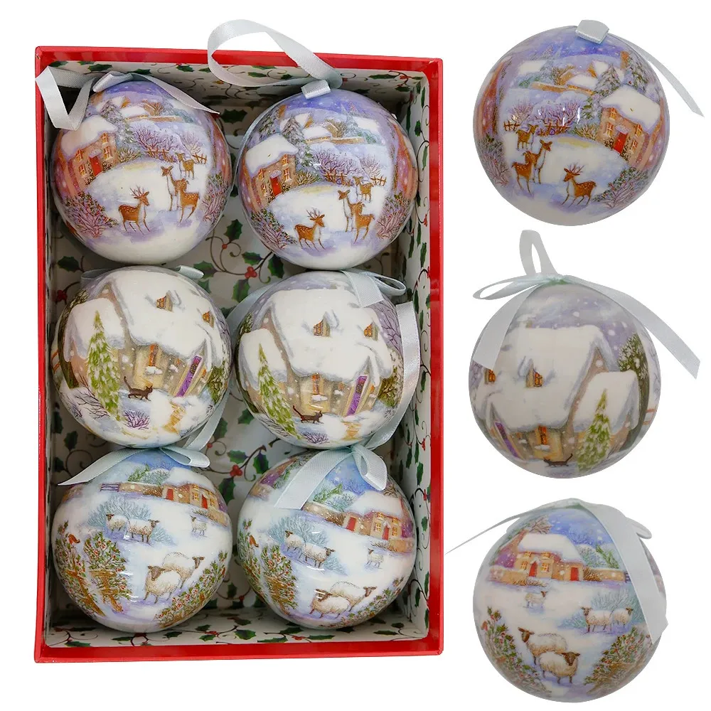 Dekoracje świąteczne 6pcs Xmas Tree wiszące ozdoby kulki dekoracje prezent rok Navidad Eazy Hang Ball Baulble DIY Party Christmas 231027