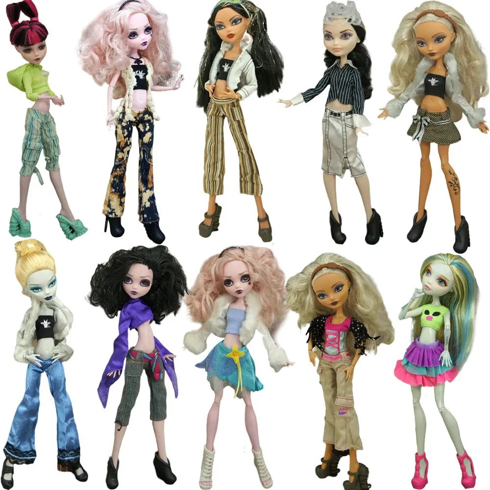 Muñecas mezclan trajes para Monster High Doll gafas de sol de moda juguetes falda vestido de fiesta ropa para siempre accesorios JJ 231027