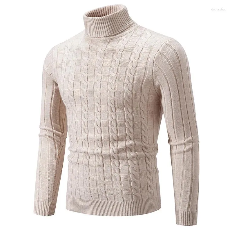 Herrenpullover 2023 Herbst/Winter Pullover Strickwaren Stehkragen Twisted Flower Einfarbig Mode Slim Fit Unterlage