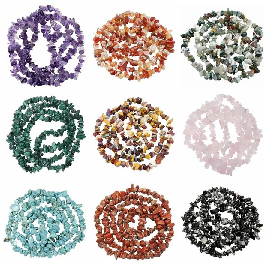 Perline di cristallo sciolte con trucioli naturali per la creazione di gioielli Fili di pietre preziose curative con pietre di roccia grezza irregolari forate lucidate 32 pollici295S